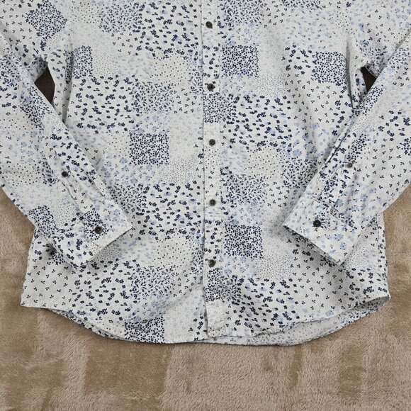 Calvin Klein Jeans White Spotted Button-Down Shirt Long Sleeve Men's Size L - Picture 8 of 10